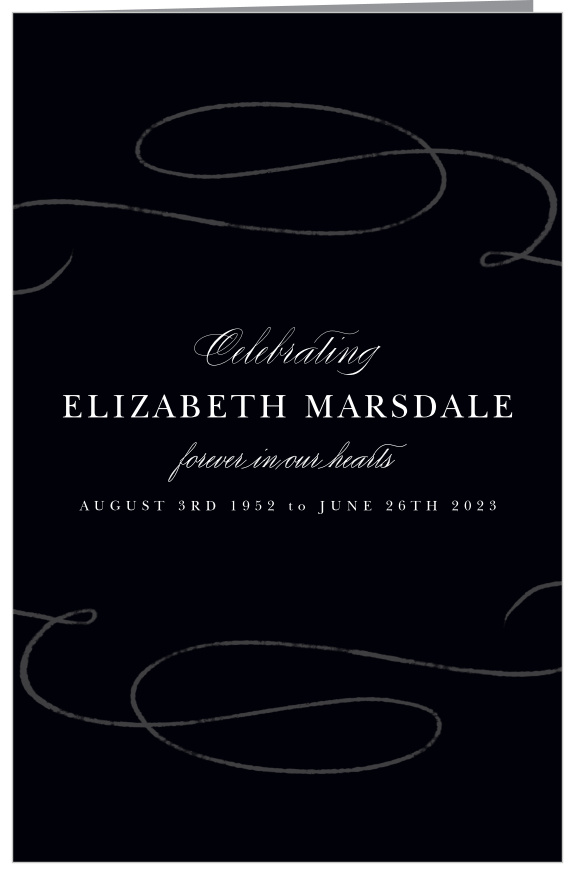 Choose our elegant Simple Statement Memorial Book Fold Programs to list the order of proceedings during a memorial service and share prized memories about the departed.