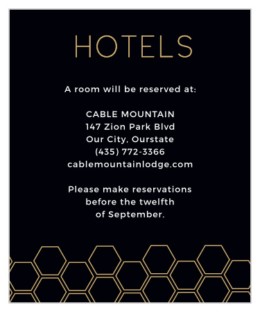 Share your wedding information in style with our Sweet Honeycomb Accommodation Cards.
