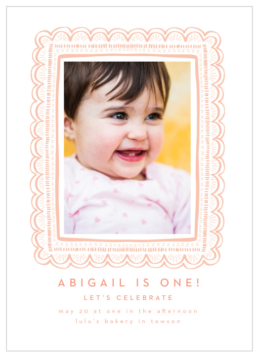 Celebrate your little one's special day with family and friends when you send out our Doodle Frame First Birthday Invitations.