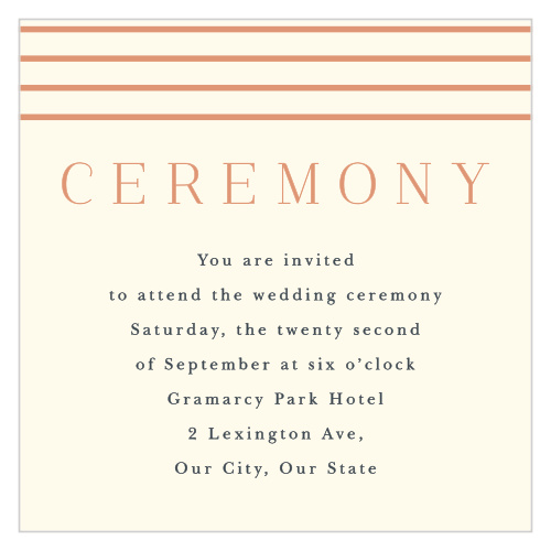 Bring family and friends together to witness your union with our Modern Lines Ceremony Cards.