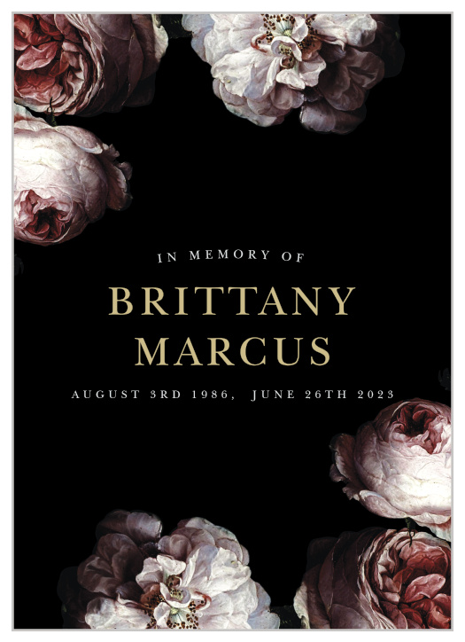 Our Brushstroke Blooms Memorial Programs inform family and friends of every step of the funeral service. 