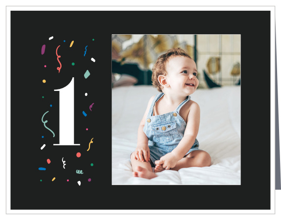 Show your guest the generosity of your child's very first birthday celebrations by thanking their party guests with our Confetti Sprinkle First Birthday Thank You Cards!