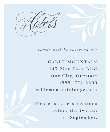 Let out-of-town family and friends know your local recommendations or where you've booked blocks of rooms with our Delicate Greenery Accommodation Cards.