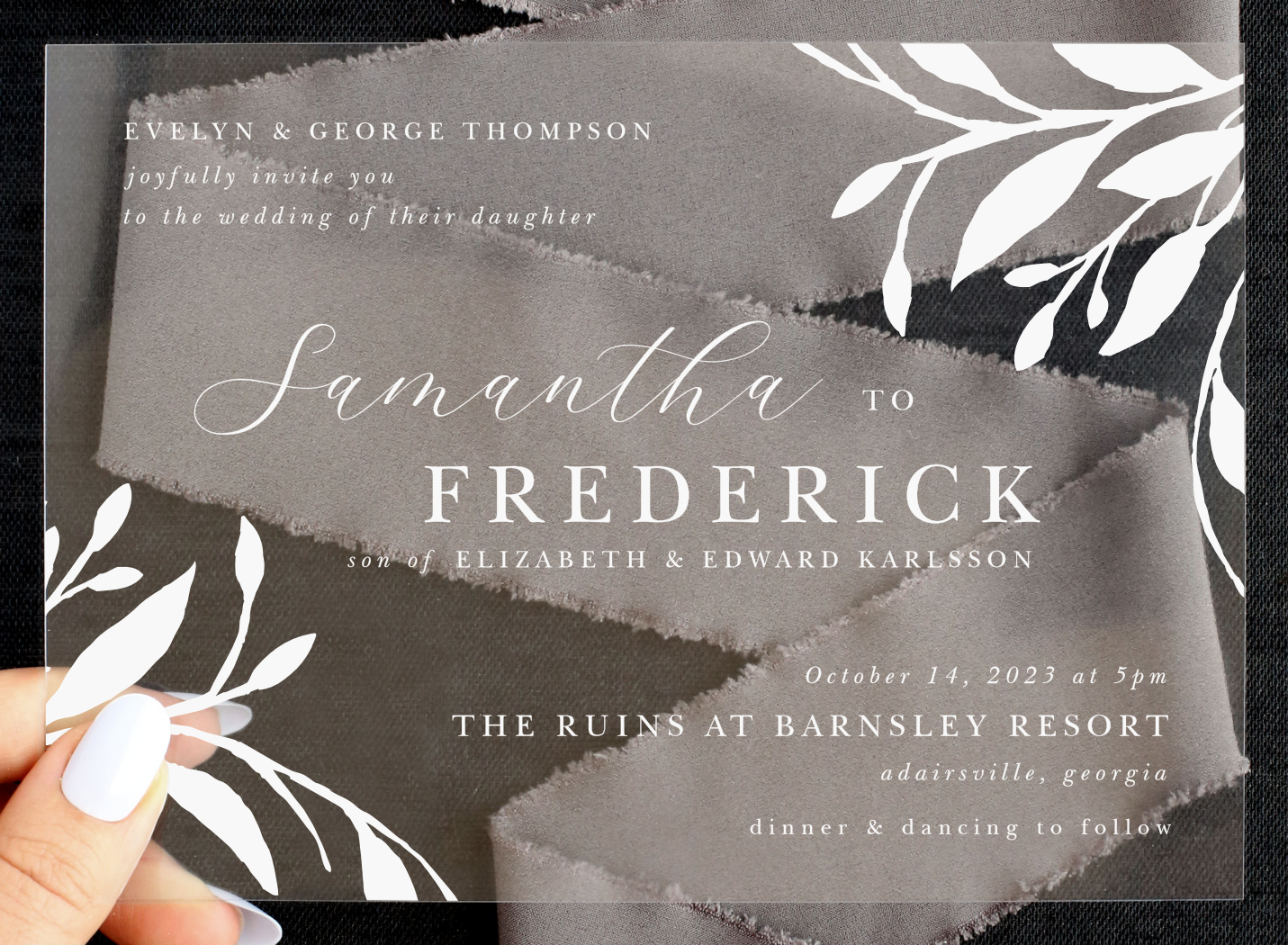 Rustic Sketch Clear Wedding Invitations