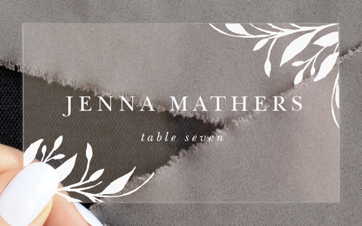 Rustic Sketch Clear Place Cards