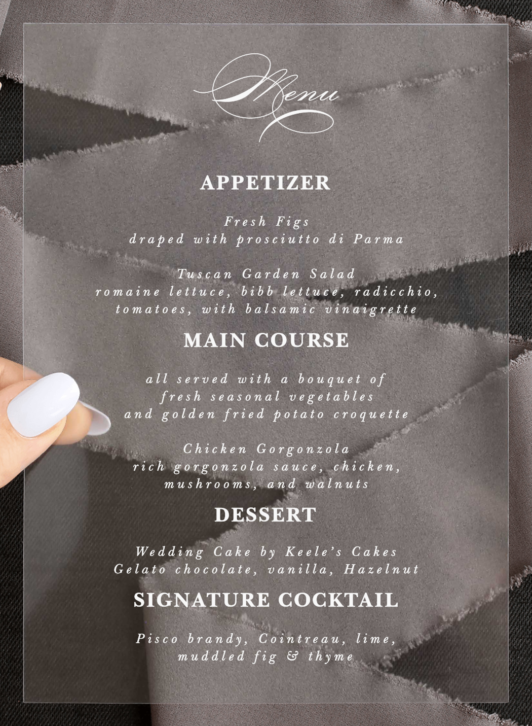 All Script Clear Wedding Menus