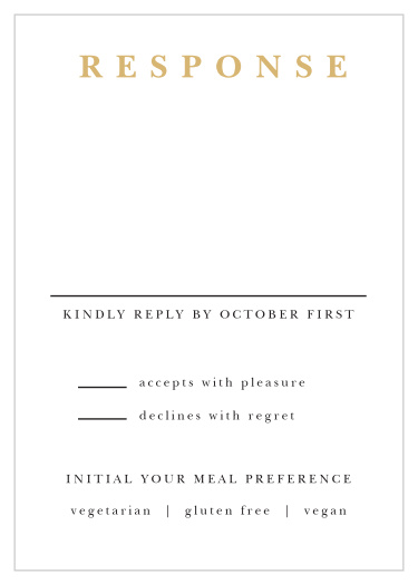 Gather a headcount for everyone that plans to attend your wedding with our Joyful Union Wedding Response Cards.