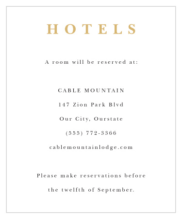 Suggest local hotels or inform loved ones where you have booked a block of rooms with our Joyful Union Accommodation Cards.