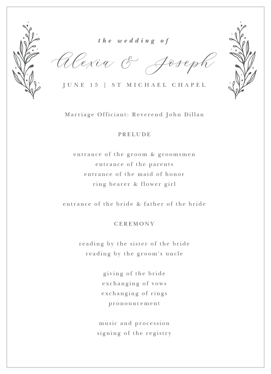 Tulip Wreath Wedding Programs