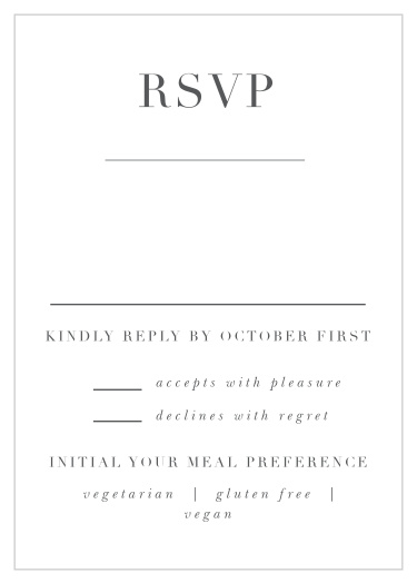 Easily assemble your final guest list by including our Bold Bordering Response Cards in your wedding suite!