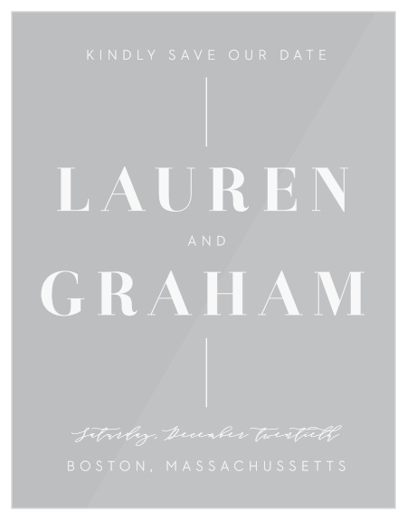 You don't need a lot to stand out. Our Lined Up Clear Save the Date Cards are exactly what you need to announce your special day!