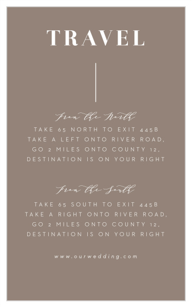 No need to worry about guests getting lost with our Lined Up Direction Cards.