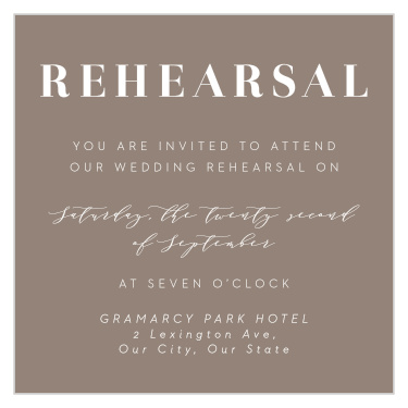 Match your entire wedding suite including your registry cards with our Lined Up Rehearsal Cards.