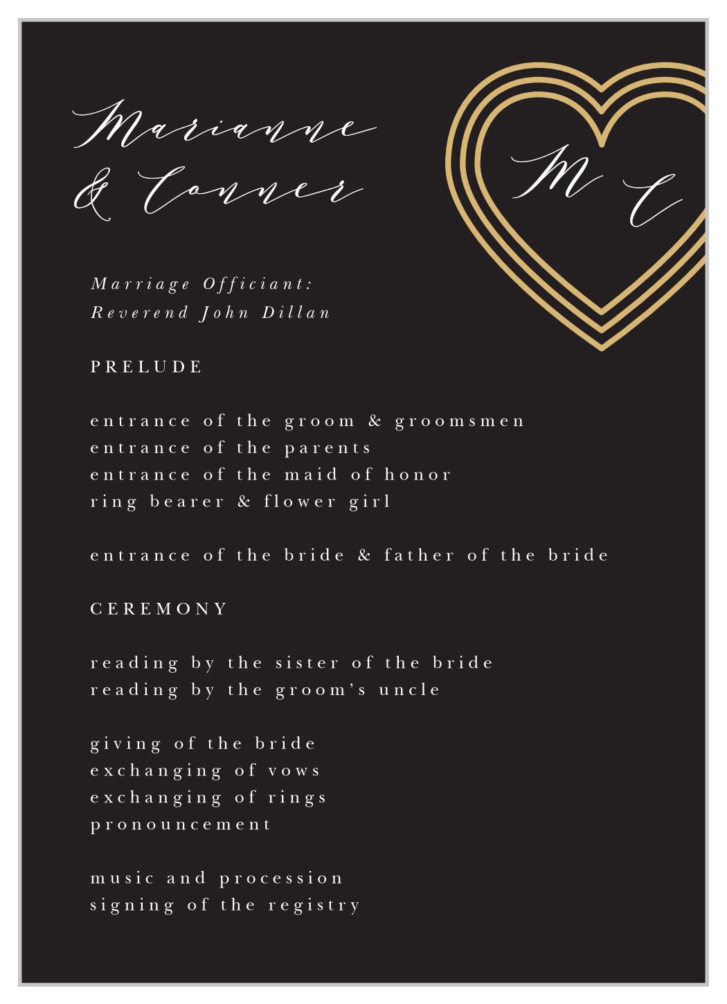 Modern Triple Hearts Wedding Programs