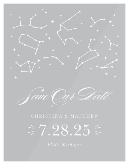 Our Classic Constellation Clear Save the Date Cards are the perfect way to make sure your out of town guests are able to make your big day!