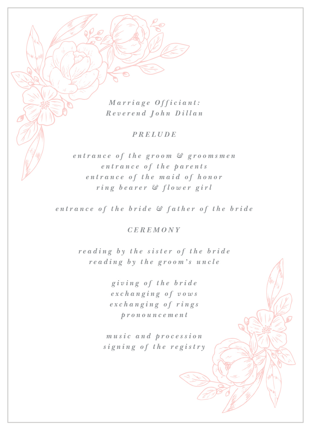 Fine Florals Wedding Programs