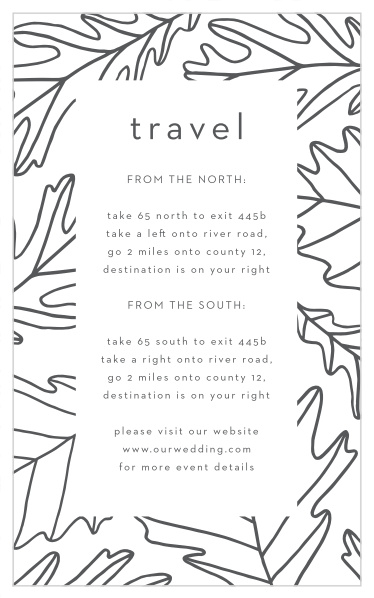 Family and friends will have no problem finding their way to your wedding venue with our Modern Autumn Direction Cards.