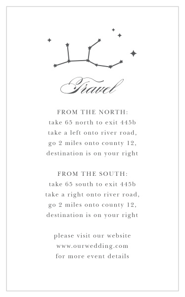 Our Classic Constellation Direction Cards are the perfect way to make sure your guests don't get lost on their way to your wedding fun!