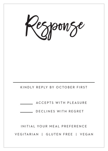 Get a headcount of everyone that plans to attend your wedding ceremony with our Textured Script Response Cards.