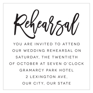 Bring family and friends together the night before to practice with our Textured Script Rehearsal Cards.