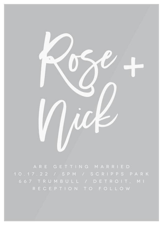 Gather family and friends together to celebrate your marriage with our Textured Script Clear Wedding Invitations.