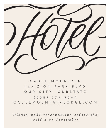 Our Bold Script Accommodation Cards are the perfect way to make sure your out of town guests know where to stay for your big day!