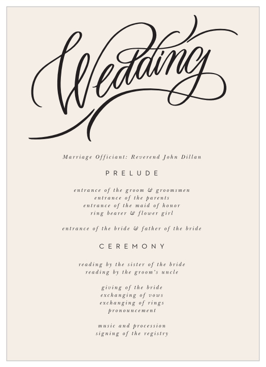 Our Bold Script Wedding Programs are the perfect way to keep the events of your big day organized for both you and your guests!