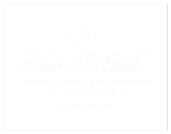 Be sure family and friends pencil in your wedding day on their calendar with our Two Rings Clear Save the Date Cards. 