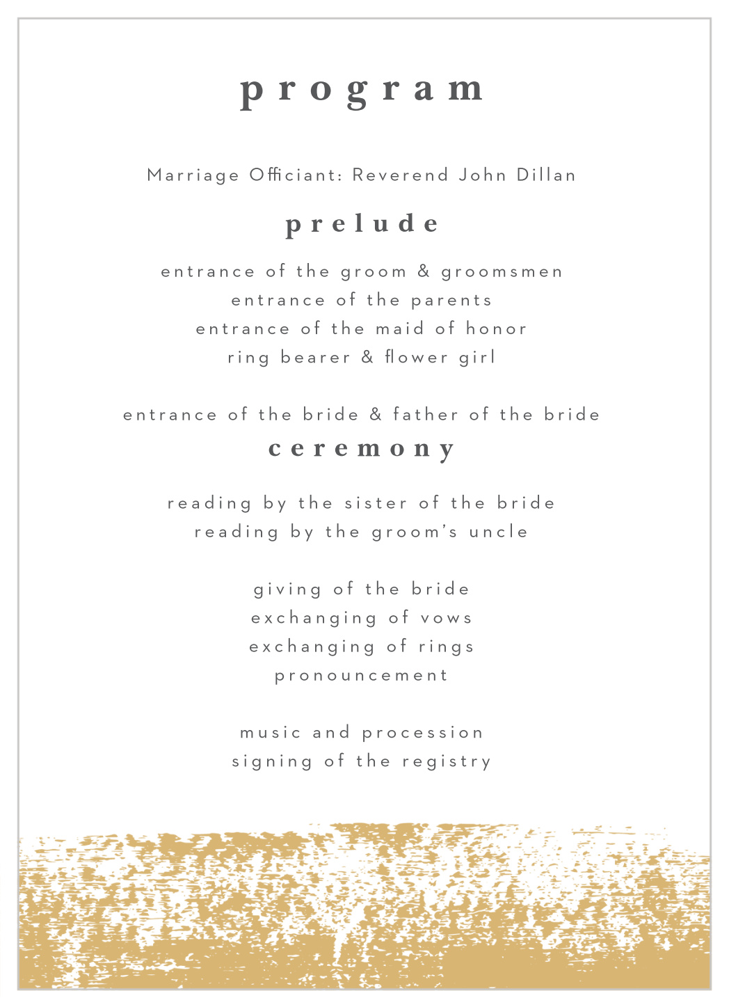 Brushstroke Corners Wedding Programs