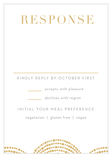 Gather a headcount for everyone that plans to attend your wedding with our Dotted Border Response Cards.