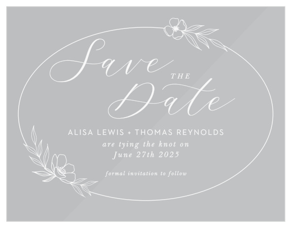 Tell every one of your wedding with our Floral Nuptials Clear Save The Date Cards!
