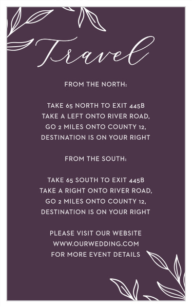 Don't worry about anyone getting lost with our Floral Nuptials Direction Cards!