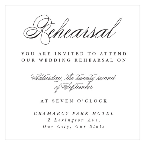 Invite your guests to pre-wedding celebrations, by including our Classical Tradition Rehearsal Cards in your wedding suite!