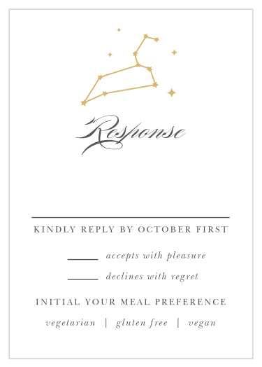 Our Classic Constellation Foil Response Cards are the perfect way to gather a headcount from your guests for your big day!