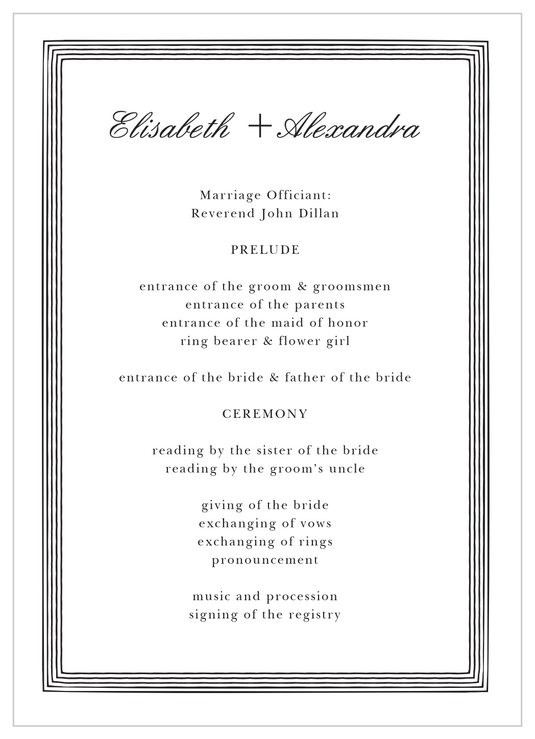 Lovely Frame Wedding Programs