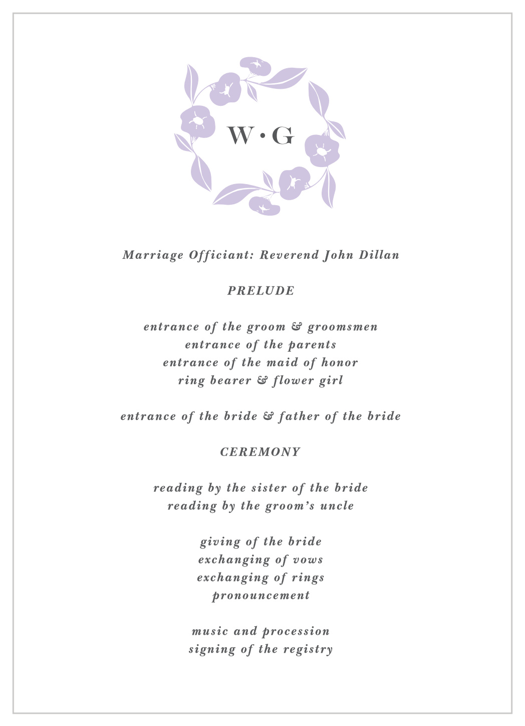 Graphic Wreath Wedding Programs