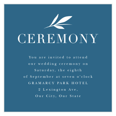 Gather friends and family to attend your wedding with our Offset Blooms Ceremony Cards.