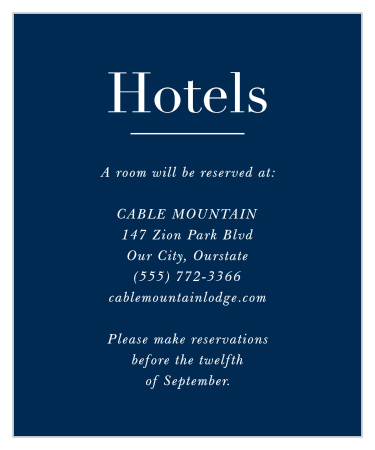 Recommend local hotels to out-of-town family and friends with our Chapter One Accommodation Cards.
