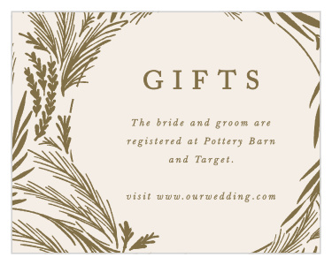 Ensure that all of your wedding guests know just where to look for your gift lists with our Garden Circles Registry Cards!
