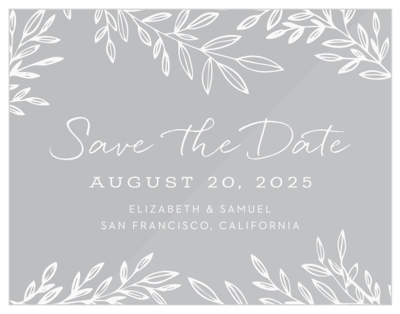 Family and friends are sure to mark their calendar for your wedding day when you send out our Botanical Greenhouse Clear Save the Date Cards. 