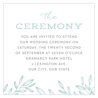 Bring loved ones together to attend your wedding with our Botanical Greenhouse Ceremony Cards.