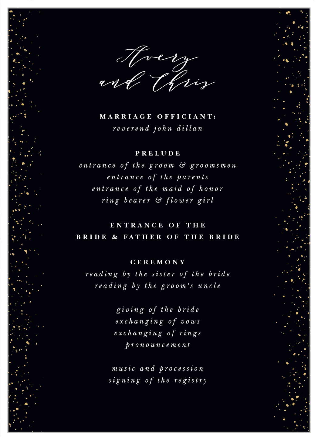 Stunning Stardust Wedding Programs