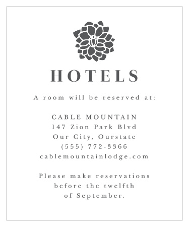 Share your wedding information in style with our Rich Florals Accommodation Cards.