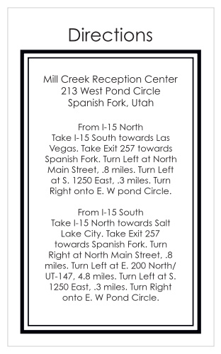 One size fits all directions card.