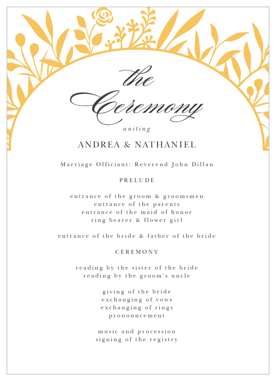 Floral Surround Wedding Programs