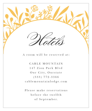 Our Floral Surround Accommodation Cards inform out-of-town friends and family where you have booked a block of rooms.