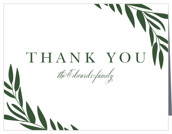 The support and presence of friends and family on your special day meant a lot to you, show them your appreciation with our Greenery Leaves Wedding Thank You Cards.