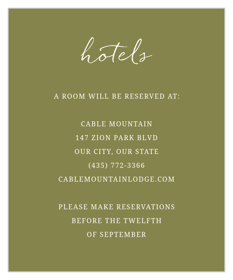 Botanical Monogram Accommodation Cards