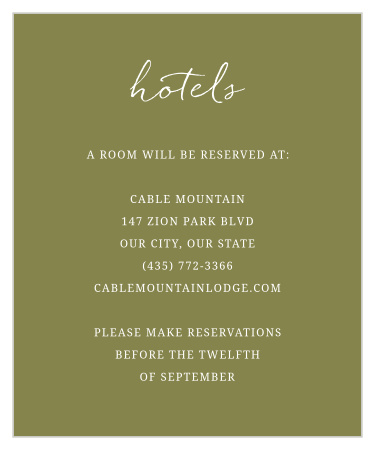 Suggest local hotels to out-of-town friends and family with our Botanical Monogram Accommodation Cards.