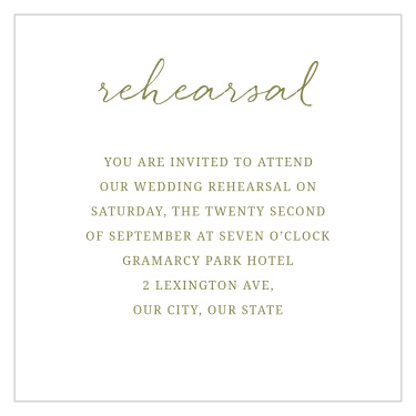 Practice makes perfect! Our Botanical Monogram Rehearsal Cards bring friends and family together the night before to ensure your wedding will go off without a hitch!